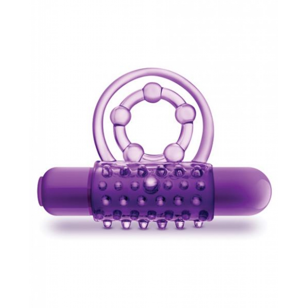 The Player Vibrating Double Strap Cock Ring Purple - Blush Novelties