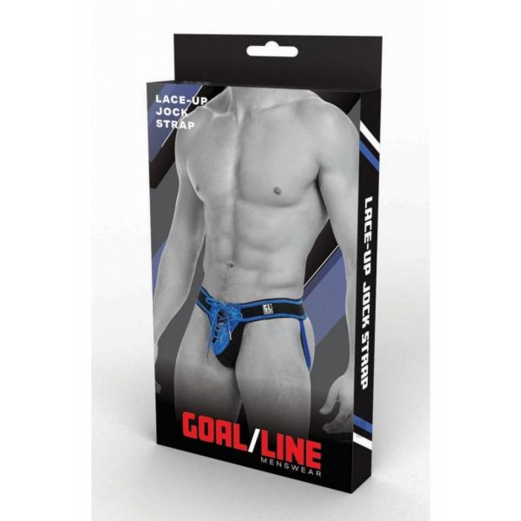 Goal Line Lace Up Jockstrap L/xl Blu - Boyztown Marketing