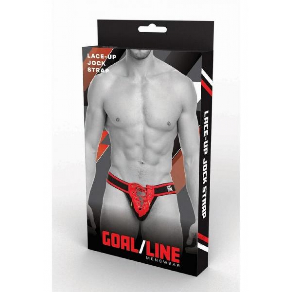 Goal Line Lace Up Jockstrap - L/XL - Red