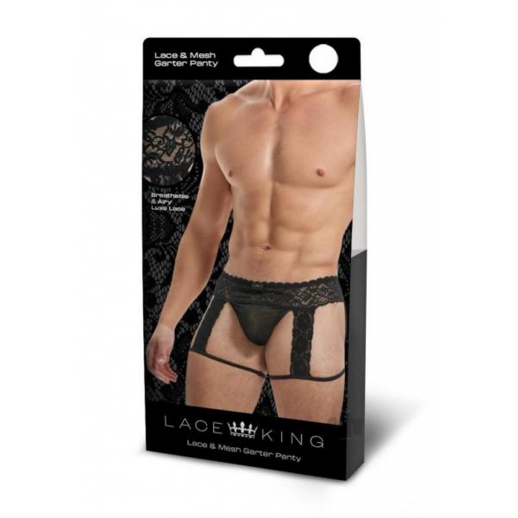 Lace King Men's Garter Panty - Black L/XL