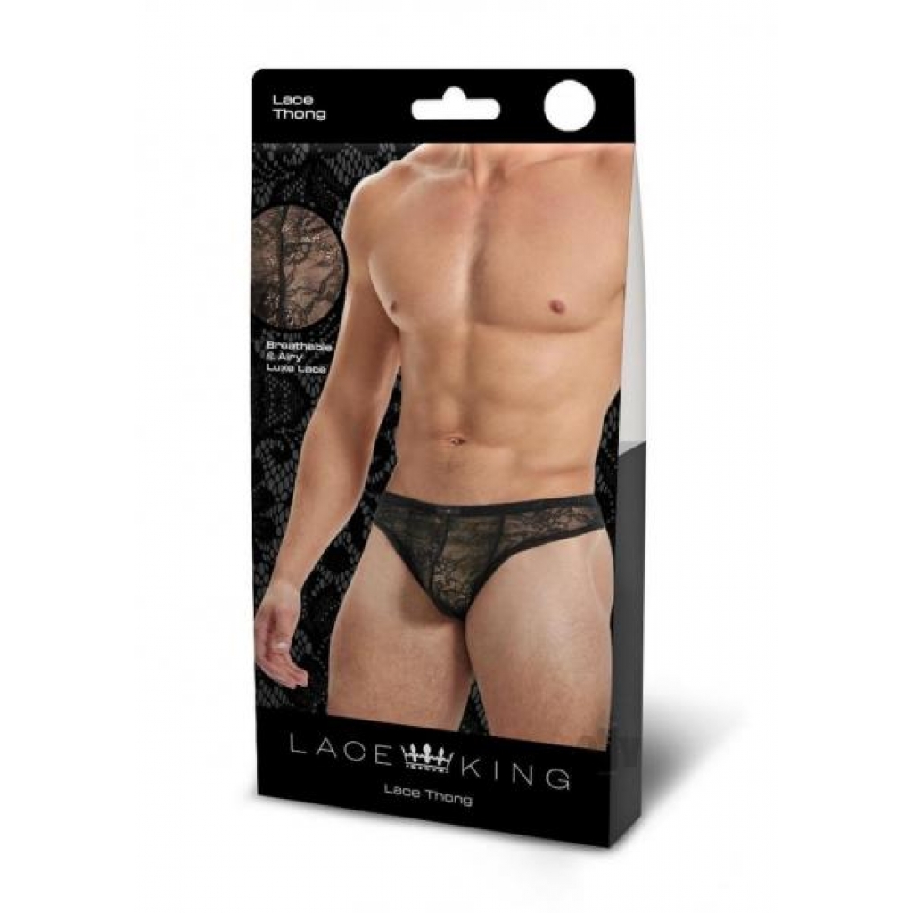 Lace King Lace Thong S/m Blk - Boyztown Marketing