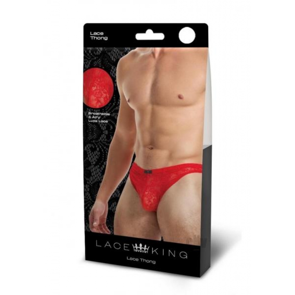 Lace King Lace Thong S/m Red - Boyztown Marketing