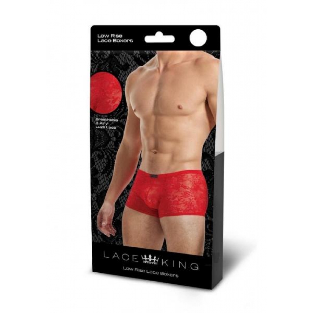 Lace King Lace Trunks S/m Red - Boyztown Marketing