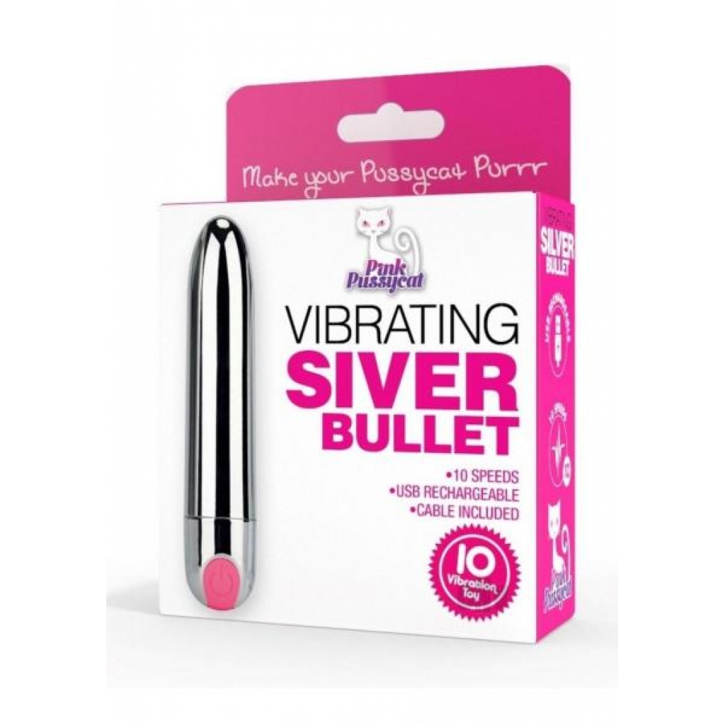 Pink Pussycat Vibrating Silver Bullet - Cousins Group Inc