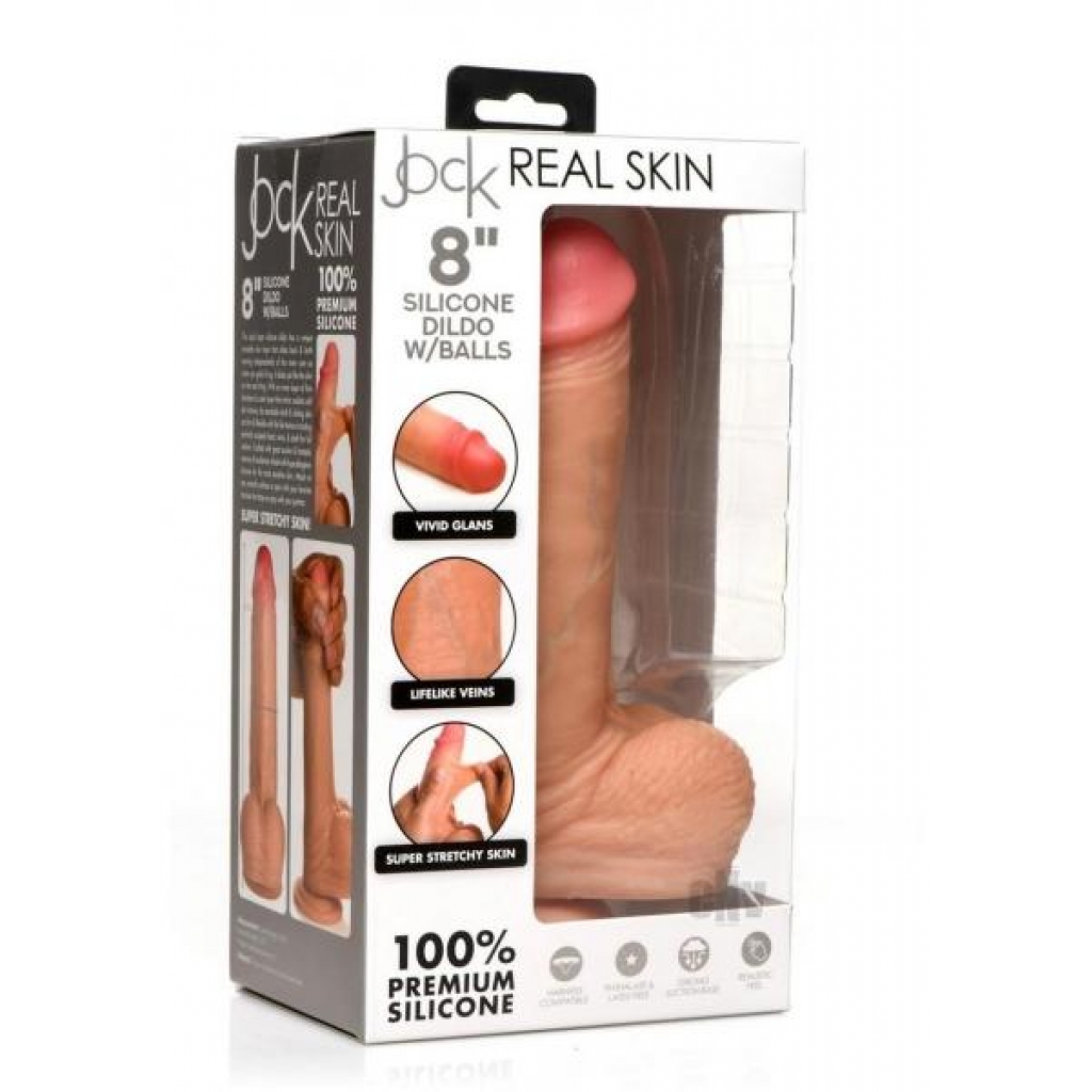 Jock Real Skin Dildo with Balls - 8 inch Vanilla