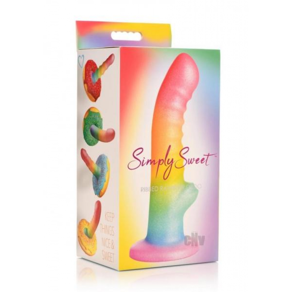 Simply Sweet Ribbed Rainbow Dildo