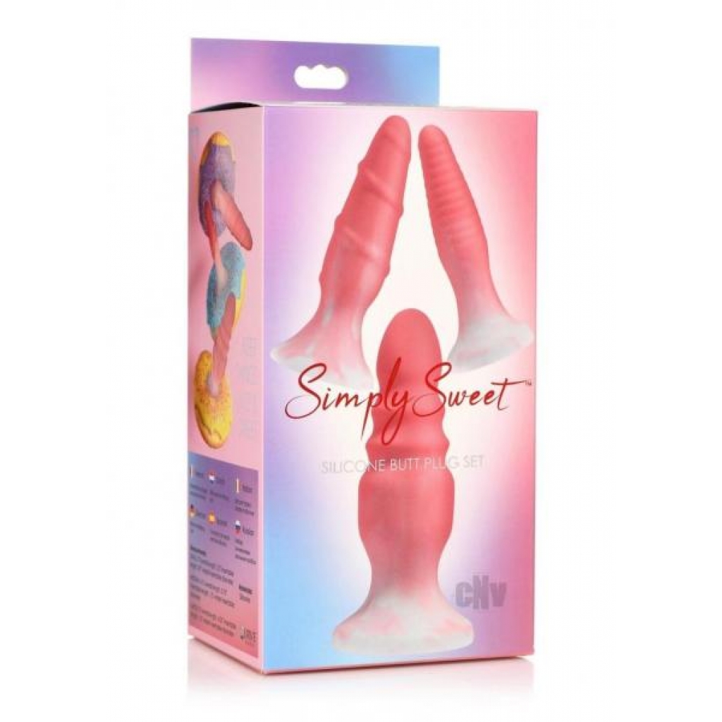 Simply Sweet Silicone Butt Plug Set Pink - Xr Curve