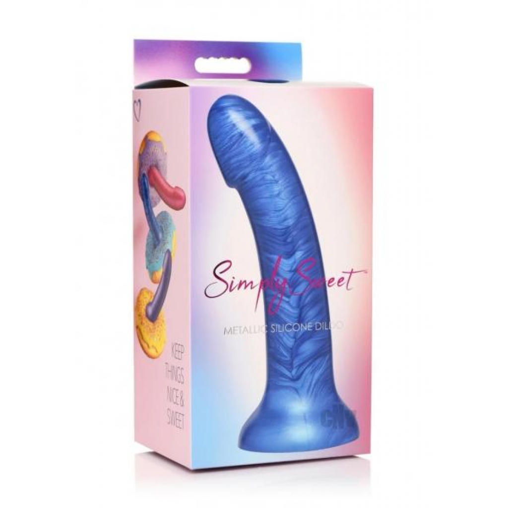 Simply Sweet Silicone Dildo - 7 Inches Blue