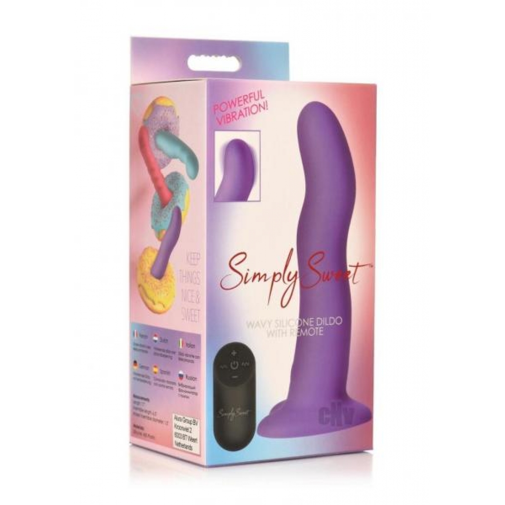 Simply Sweet Wavy Dildo with Remote - Purple