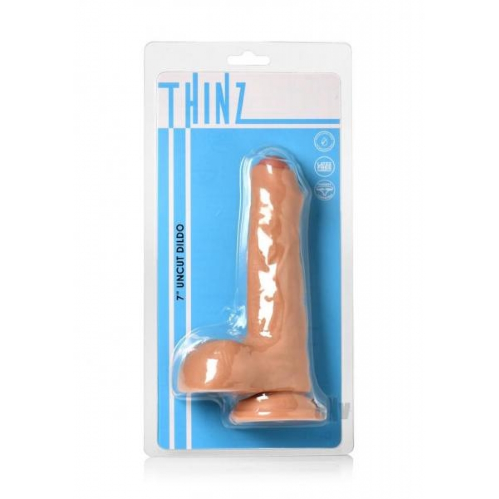 Thinz Uncut Dildo W/balls 7 Vanilla - Xr Curve