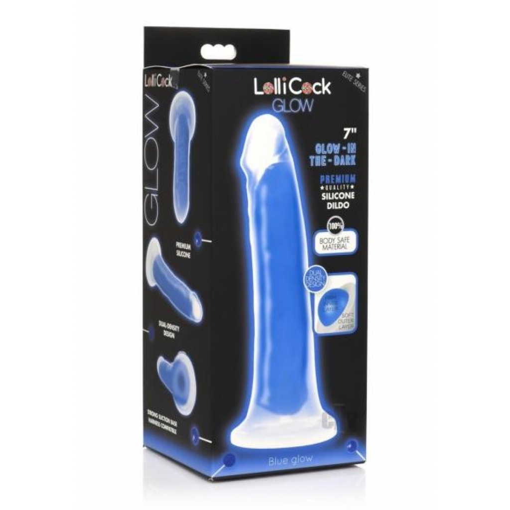 Lollicock Glow in the Dark Silicone Dildo - 7in, Blue