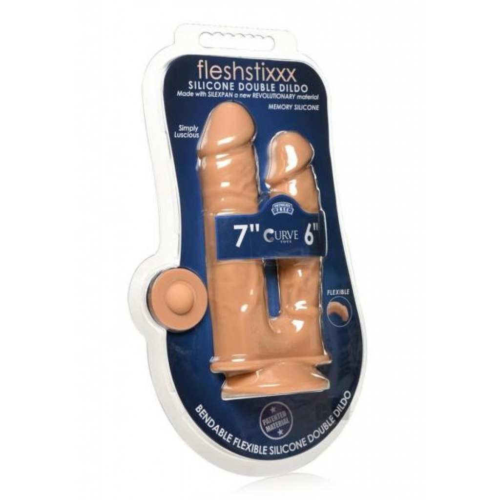 Fleshstixxx Silicone Dbl Dildo Tan - Xr Curve