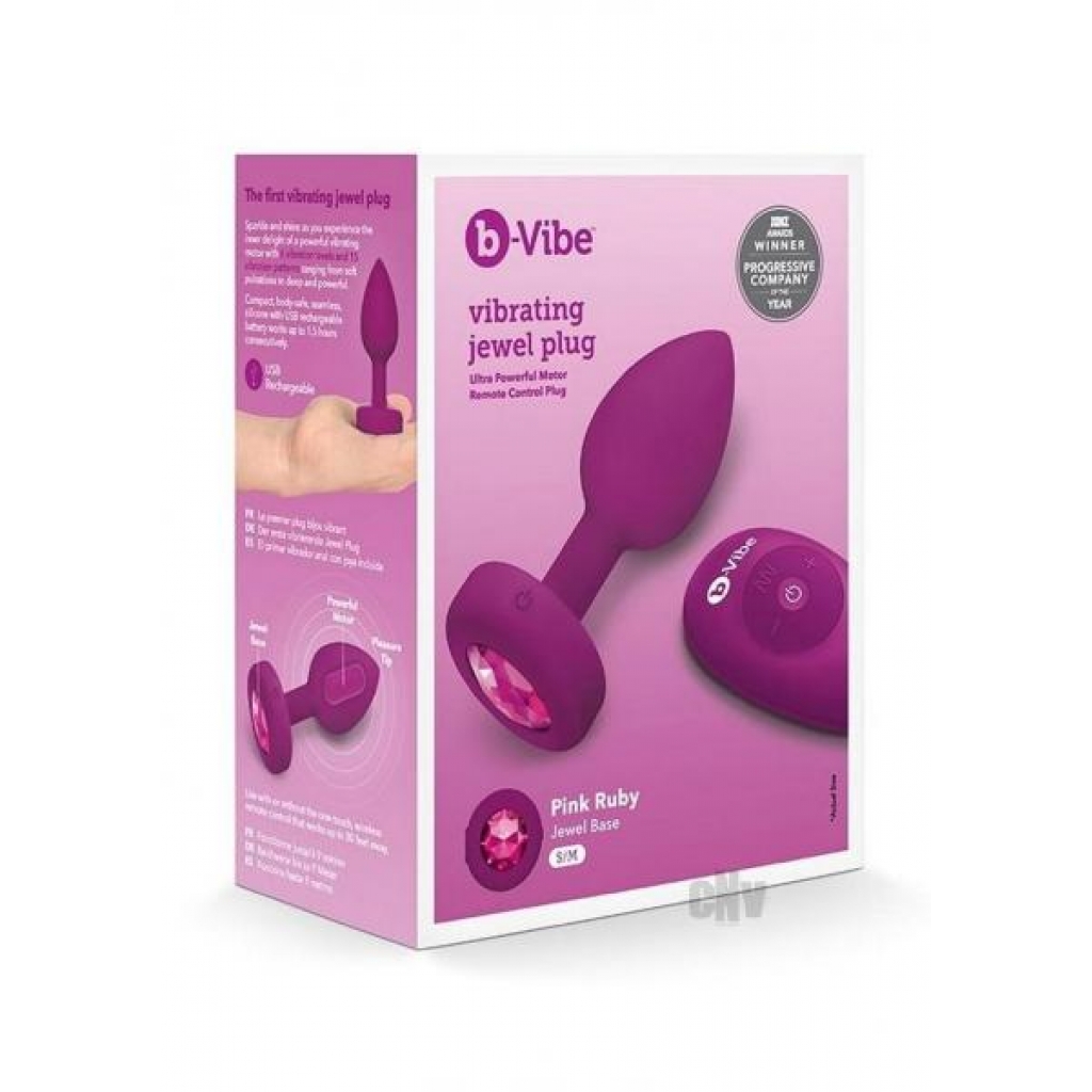 B Vibe Vibrate Jewel Plug - Fuchsia Pleasure