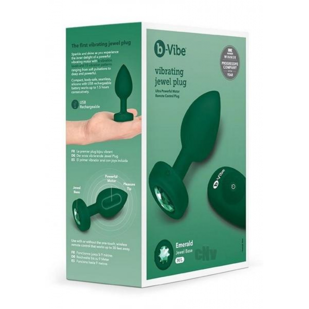 B Vibe Vibrate Jewel Plug M/l Green - Cotr Inc