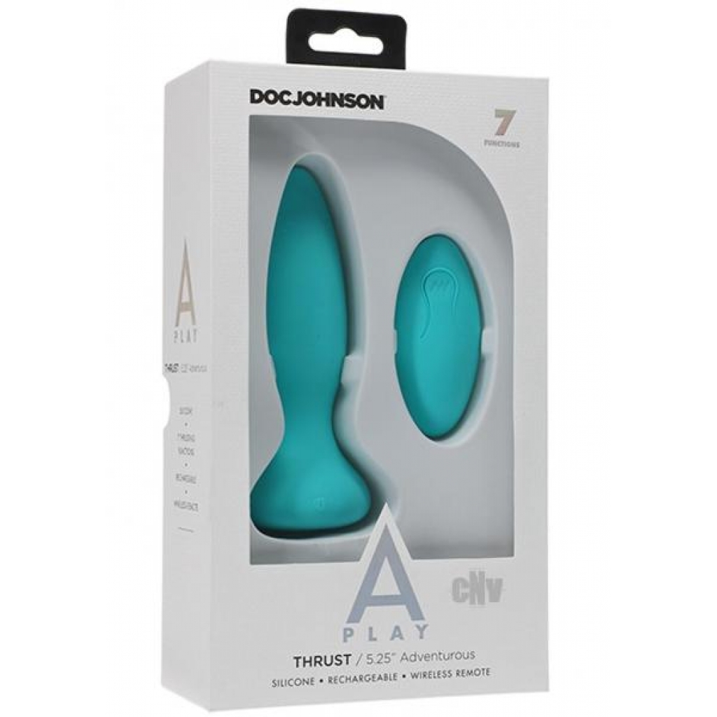 A-play Thrust Advent Plug W/remote Teal - Doc Johnson Enterprises