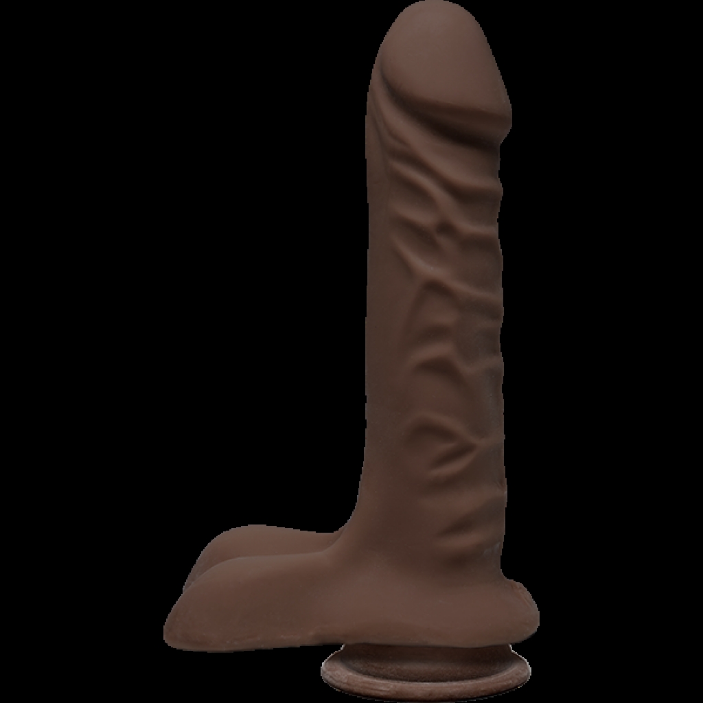 The D Super D 8 inches Dildo with Balls Chocolate Brown - Doc Johnson