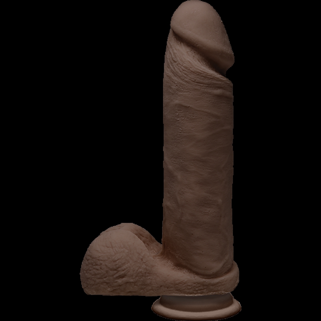 The D Perfect D 8 inches Dildo with Balls Chocolate Brown - Doc Johnson 