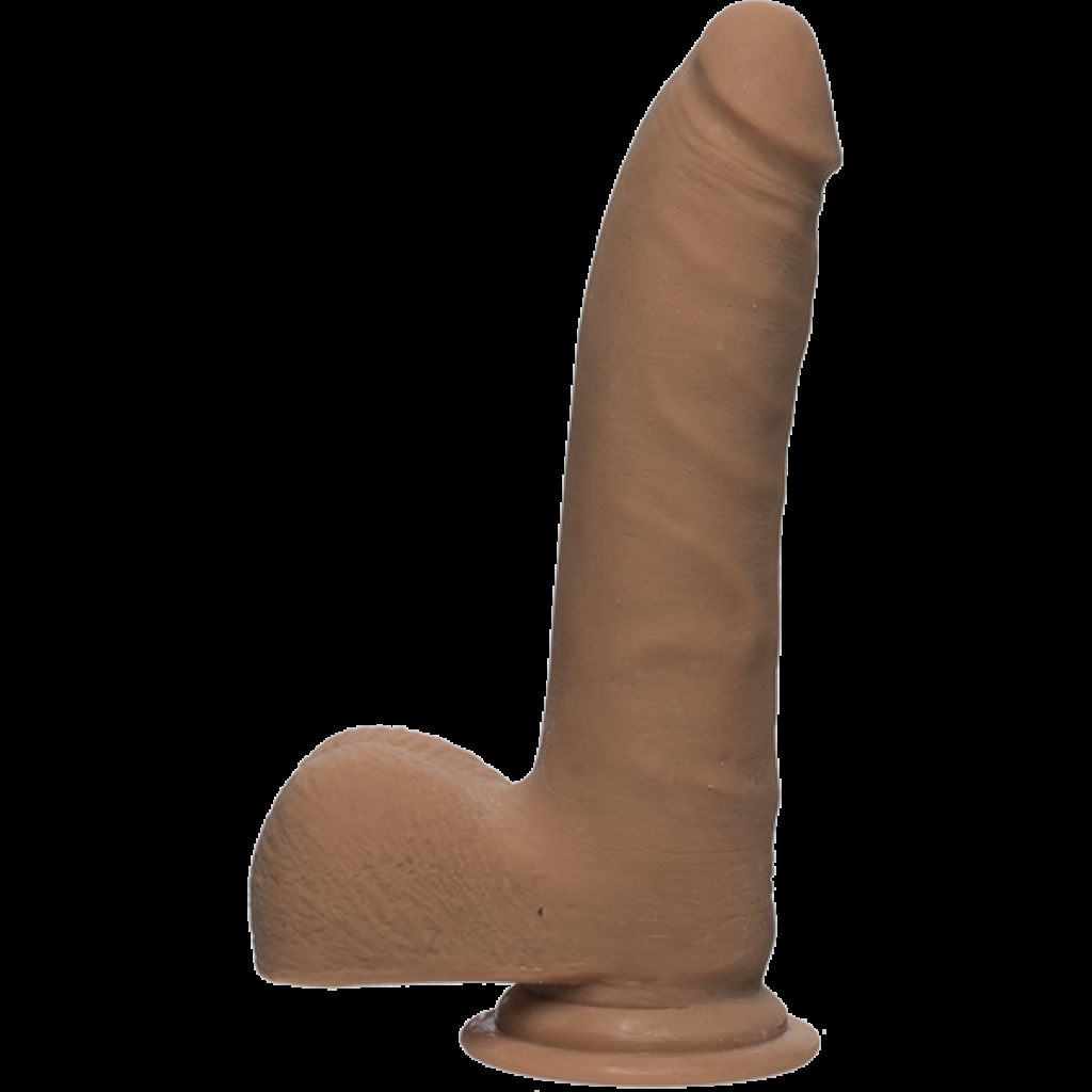 The D Realistic D 7 inches Slim Dildo with Balls Brown - Doc Johnson 