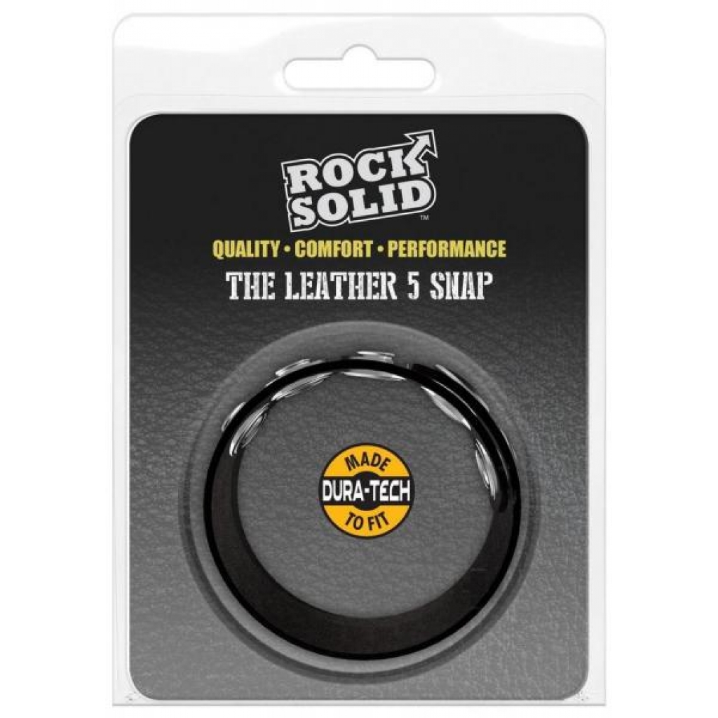 Rock Solid The Leather 5 Snap Black - Doc Johnson Enterprises