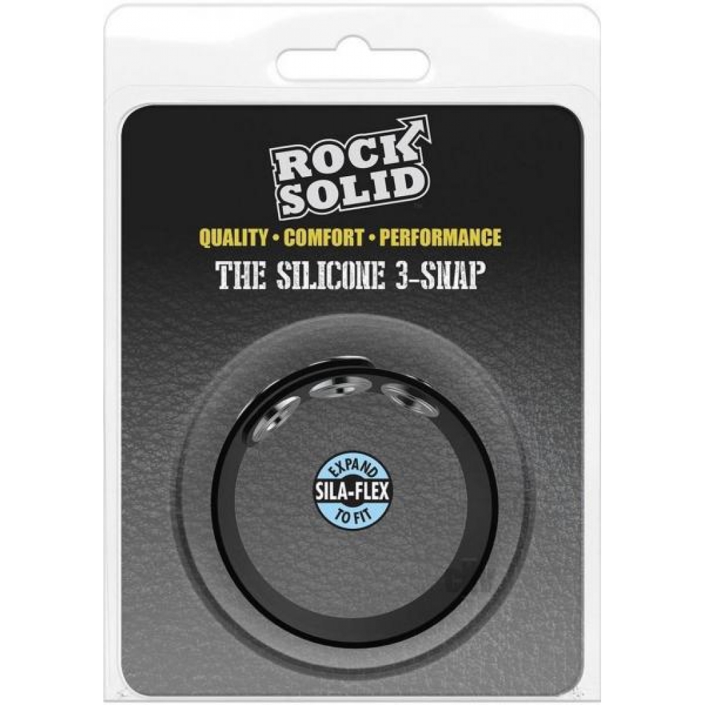 Rock Solid The Silicone 3 Snap Black - Doc Johnson Enterprises