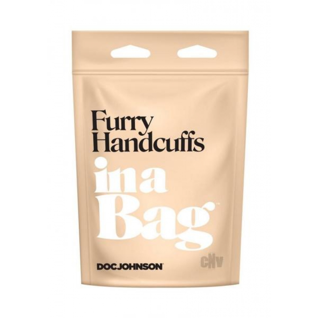 In A Bag Furry Handcuffs Black - Doc Johnson Enterprises