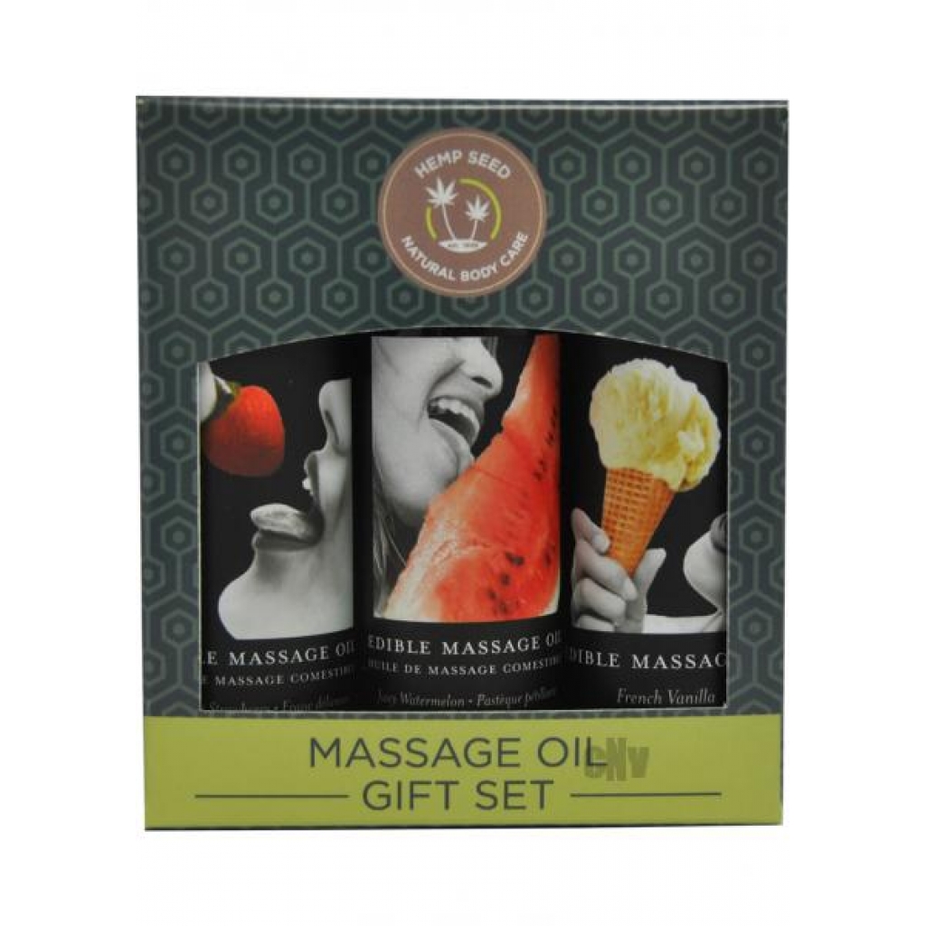 Earthly Body Edible Massage Oil Gift Set - 3 Flavors