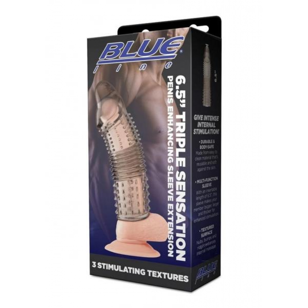 Blue Line Triple Penis Sleeve - 6.5 Inches for Enhanced Pleasure