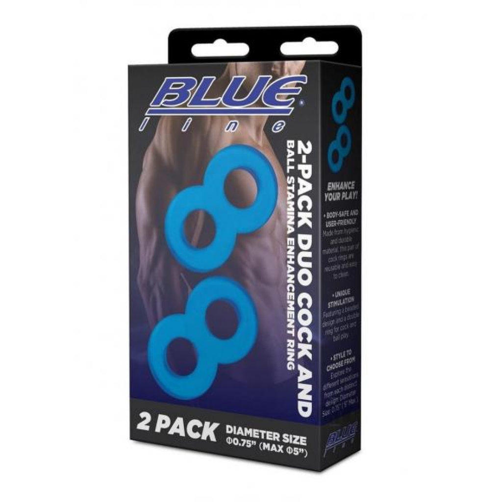 Blue Line Duo Cock And Ball Ring 2pk Blu - Hustler