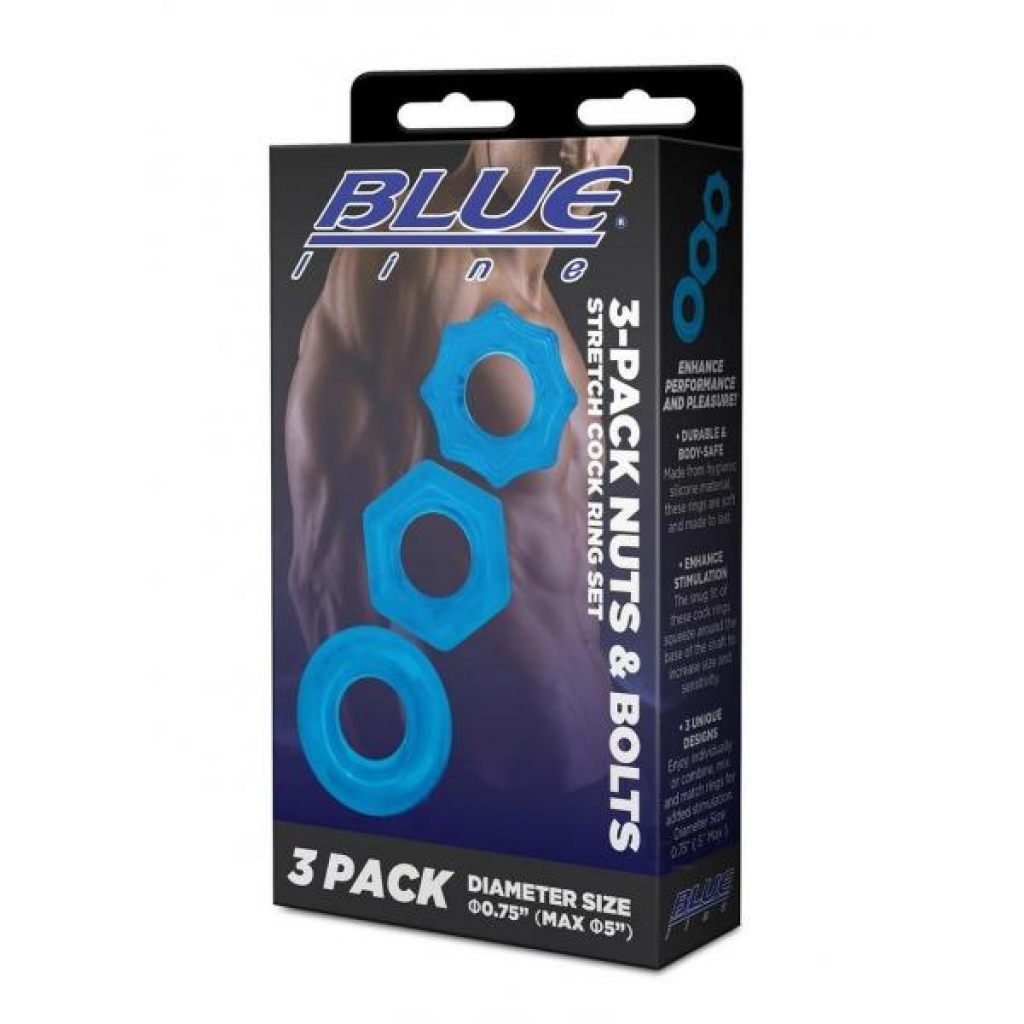 Blue Line Nuts Bolts Cring 3pk Blu - Hustler