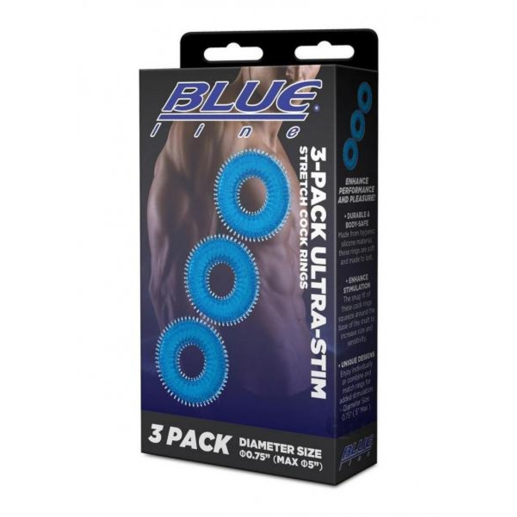 Blue Line Ultra Slim Cock Ring Set for Enhanced Stimulation