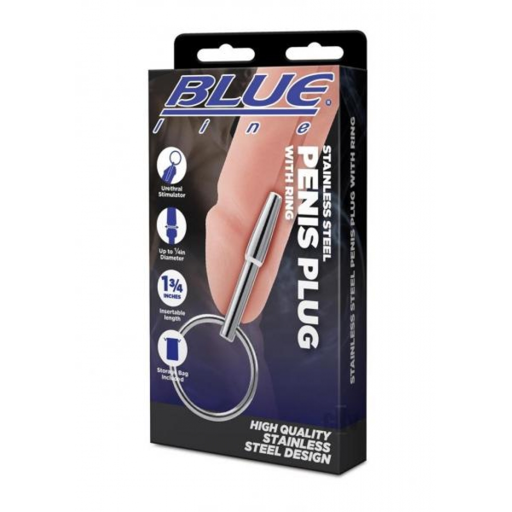 Blueline Steel Penis Plug W/ring - Hustler