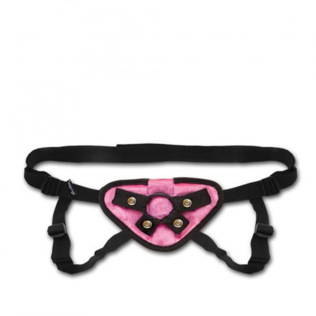 Lux Fetish Velvet Strap On Harness - Pink O/S