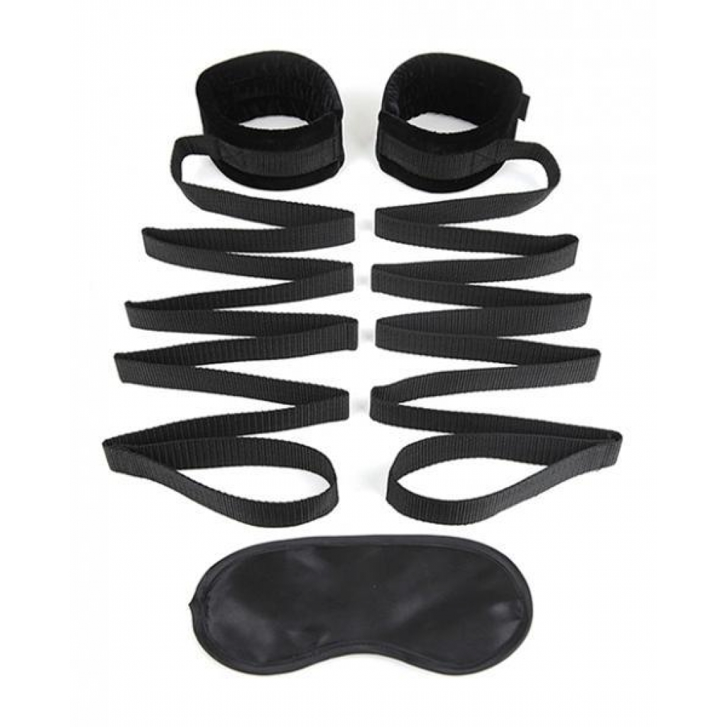 Lux Fetish Bed Strap Restraint System Set Black