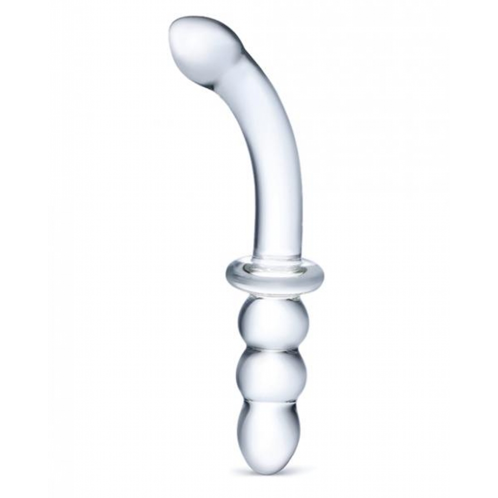 Ribbed G-Spot Glass Double Dildo - 8 Inches