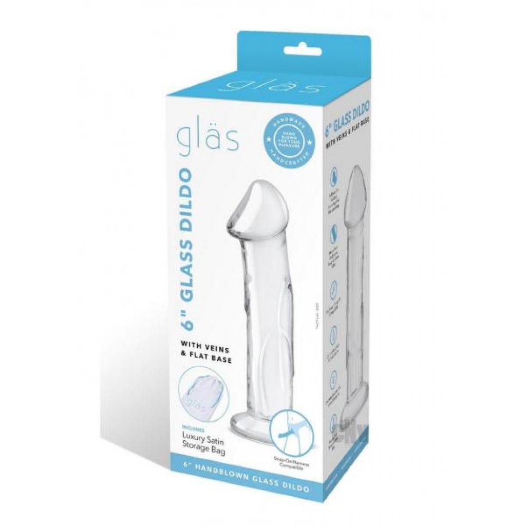 Dildo W/veins Flat Base Glass 6 - Hustler