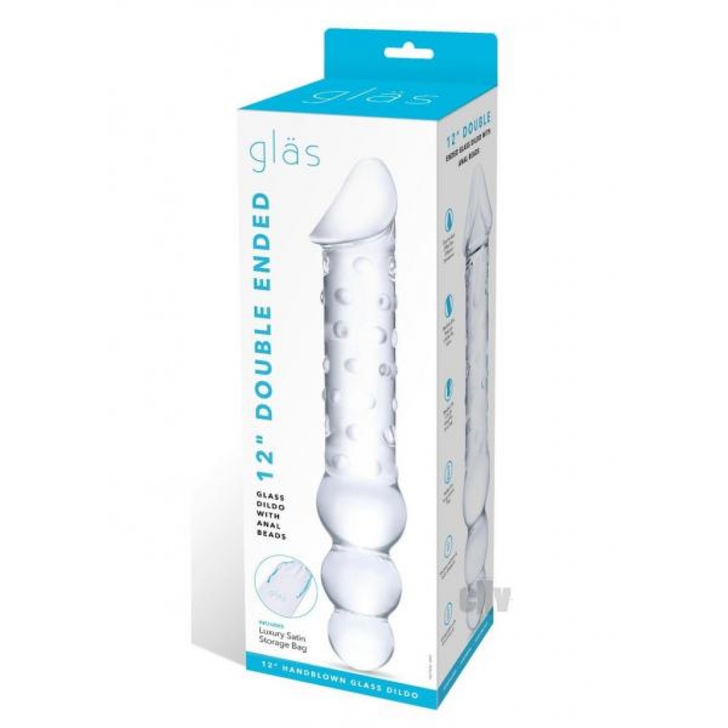 Dbl End Dildo W/anal Beads 12 Clear - Hustler