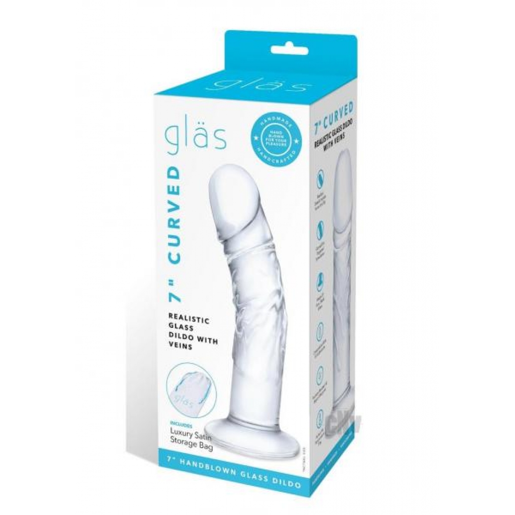 Curved Realist Dildo W/veins 7 Clear - Hustler