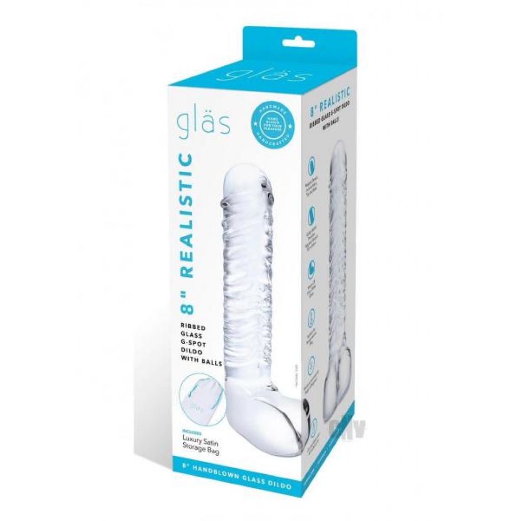 Realist Rib G-Spot Dildo with Balls - Clear