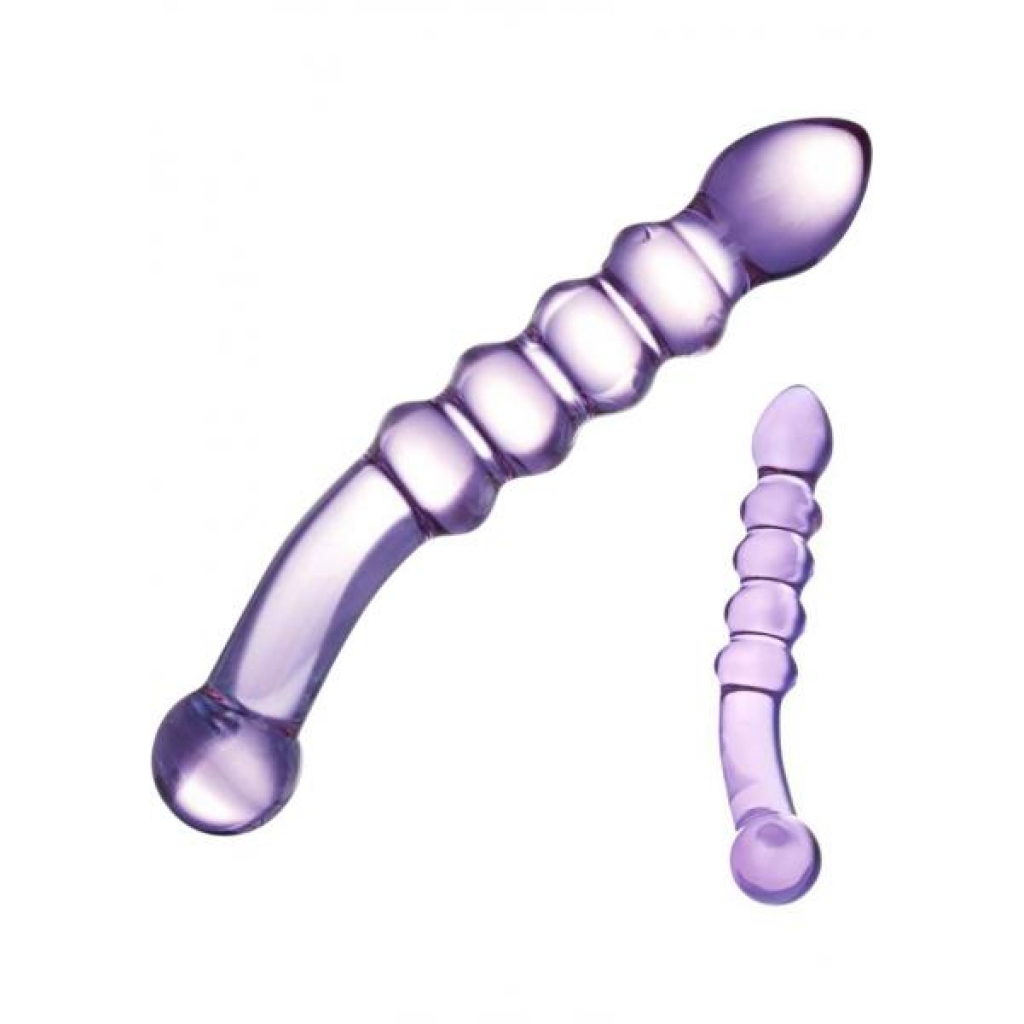 Purple Rain Ribbed Glass Dildo - Glas Toy