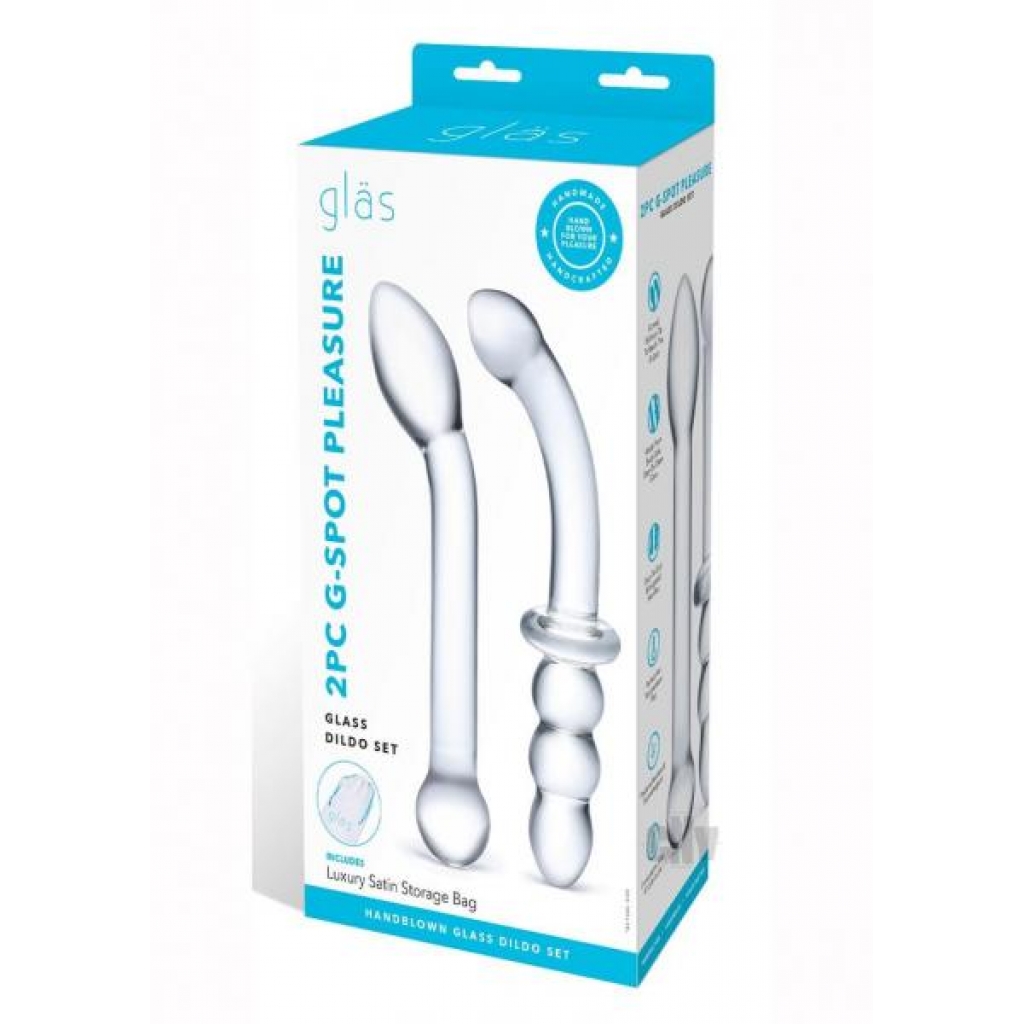 G Spot Pleasure Set - 2pc Clear Glass Dildos