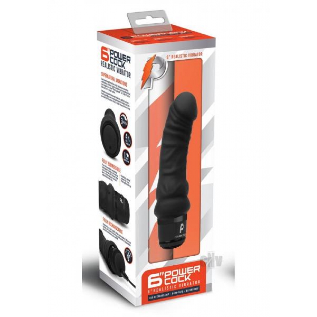 Premium 6-Inch Realistic Silicone Vibrator - Black