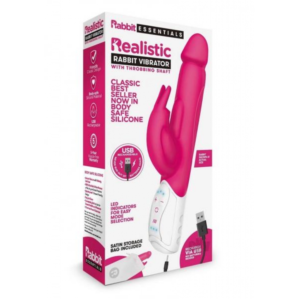 Rechargeable Realistic Rabbit - Hot Pink