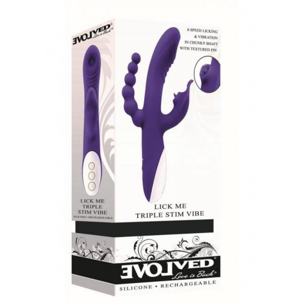 Lick Me Triple Stim Purple - Evolved Novelties