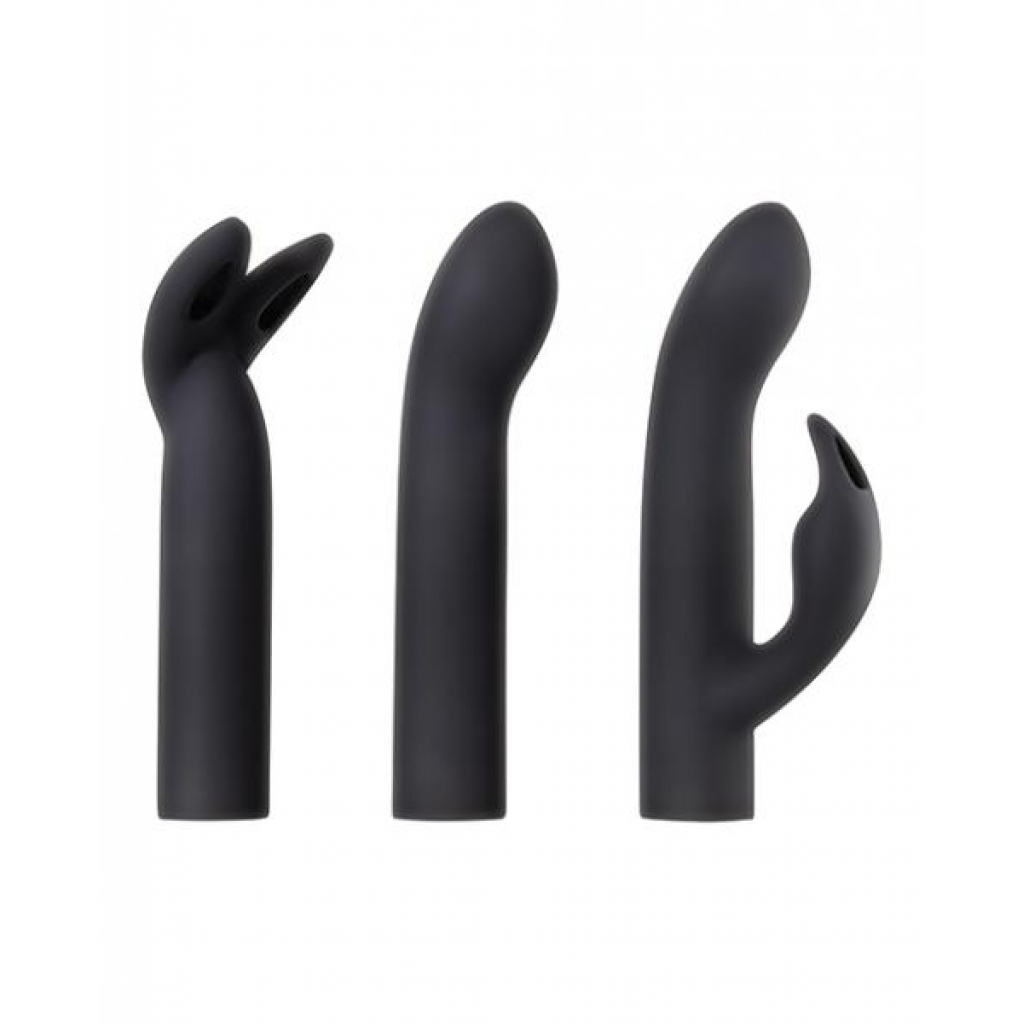 Four Play Set Black Bullet Vibrator with 3 Sleeves - Evolved Novelties