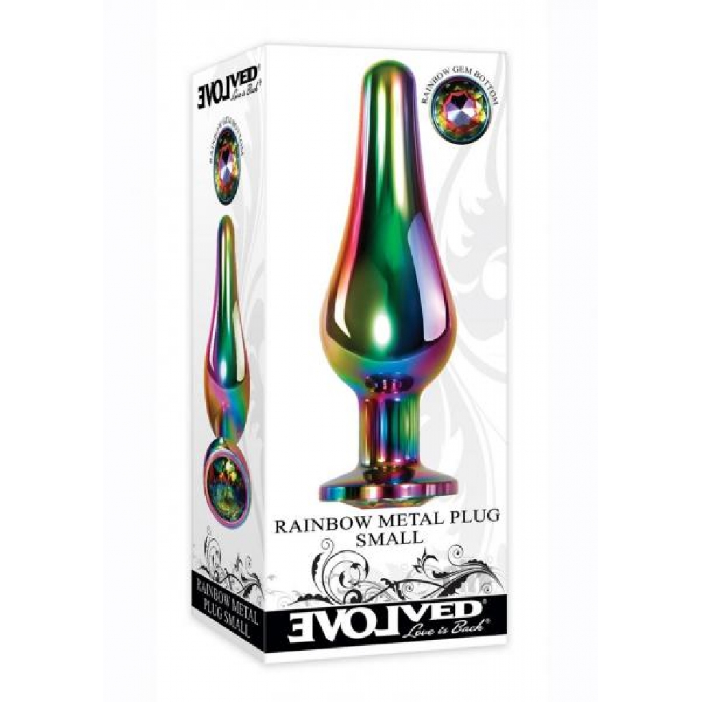 Small Rainbow Metal Anal Plug with Gem