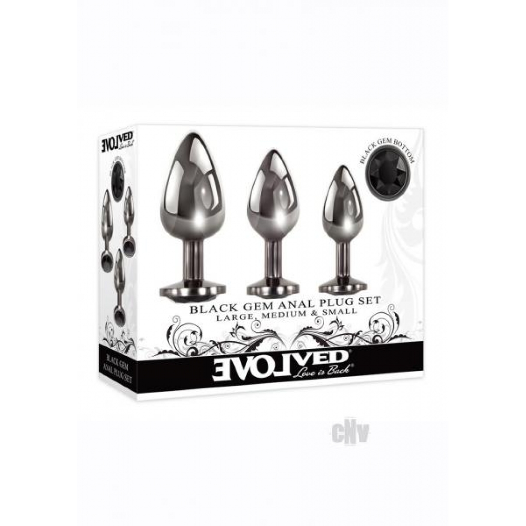 Black Gem Anal Plug Set for Sensational Pleasure