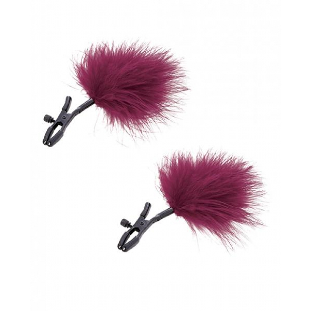 Sex & Mischief Enchanted Feathered Nipple Clamps Red - Sportsheets