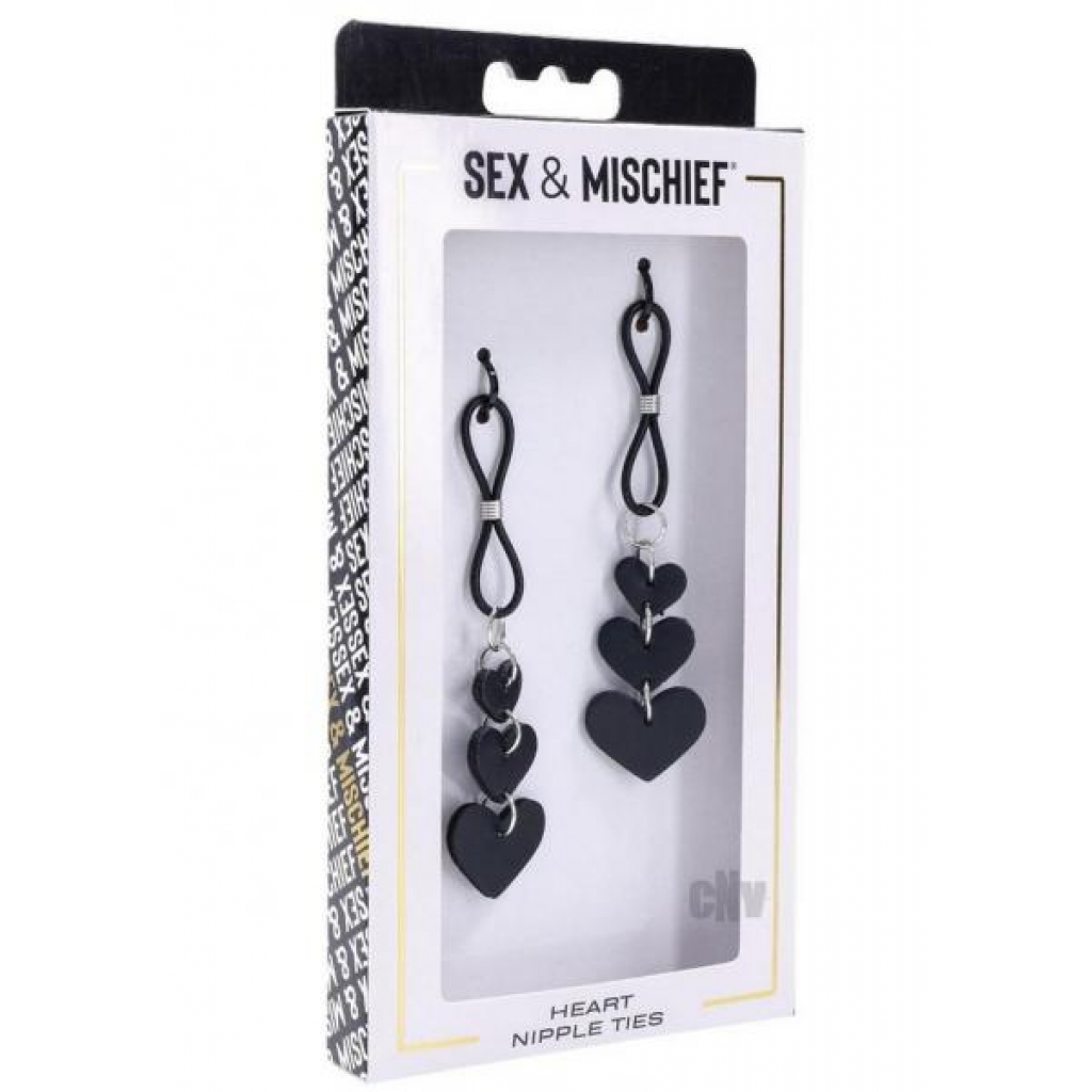 Sandm Heart Nipple Ties Blk/slv - Sportsheets International,inc.