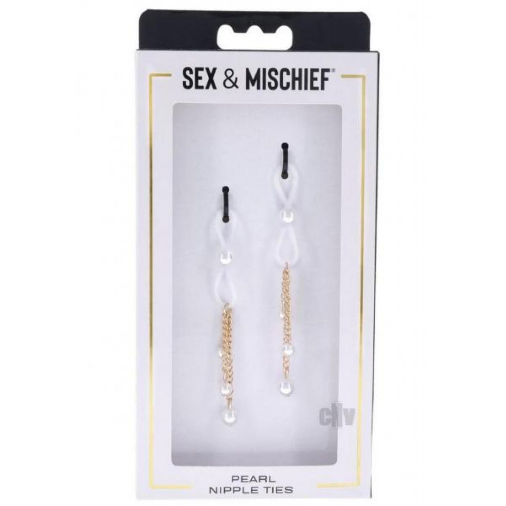 Sandm Pearl Nipple Ties - White/Gold