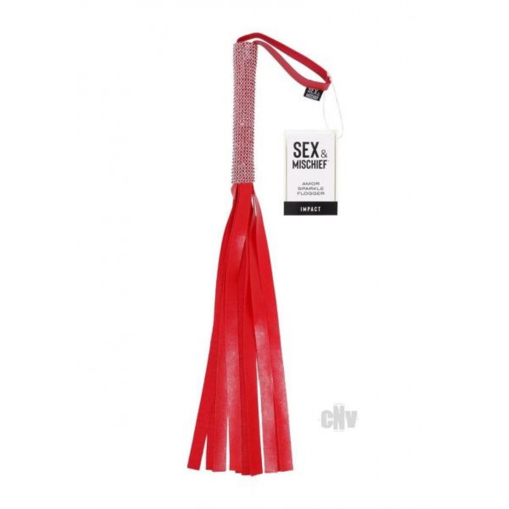 Amor Sparkle Flogger - Dazzling Red Vegan Leather